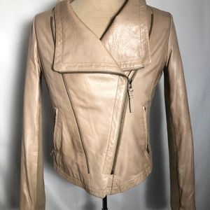 Womens Tan Lamb Leather Jacket. Size Medium.